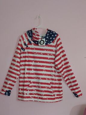 Rogue Society Patriotic Stars & Stripes Hoodie - Red, White & Blue